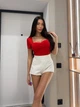 Боди PUSH-UP с коротким рукавом красного цвета 37780 46/48 - изображение 1