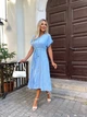 Летнее платье миди свободного кроя голубого цвета 37742 46/48 - изображение 2