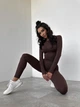 Бесшовный костюм UACTIVE для фитнеса лосины с Pushup и топрашгард коричневый M (MA10) - изображение 7