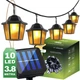 Солнечная гирлянда 3,8 м 10 LED фонариков 3000K / декоративная уличная гирлянда на солнечной батарее IP44 / подвесная гирлянда с фонарями для сада и террасы / автономная LED гирлянда с датчиком сумерек - изображение 3
