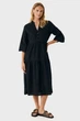 Жіноча чорна сукня Linen eyehole embroidery dress Mexx 38 MF006302251W - изображение 1