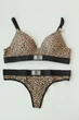 Комплект белья Victoria's Secret Cotton Lightly Lined Wireless Bra Shine Patch Leopard Set 34C-XS - изображение 1
