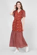 Жіноча бордова сукня з візерунком MIX PRINT Gant 34 4503084 - изображение 5