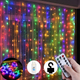 Светодиодная гирлянда-штора 3×2 м, 200 LED, с пультом, 8 режимов, USB, разноцветная - изображение 1