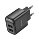 Зарядний блок живлення 2xUSB HOCO C141A Smart 5 V 2.1 A чорний - изображение 2