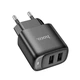 Зарядний блок живлення 2xUSB HOCO C141A Smart 5 V 2.1 A чорний - изображение 3