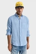 Чоловіча блакитна лляна сорочка REG GMNT DYED LINEN Gant XL 3240120 - изображение 6