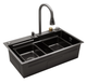 Кухонна мийка Kroner Schwarze SET7545HM 750x450 мм, PVD графіт, 3.0/0.8 мм, комплект зі змішувачем та аксесуарами - изображение 4