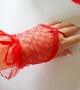Женские короткие ажурные свадебные вечерние открытые перчатки сетка красные - изображение 2