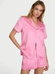 Піжама Сатинова (сорочка + шорти) Victoria's Secret Signature Satin Short Pajama Set L Рожевий (27303372) - изображение 1