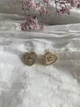 Серьги - гвоздики с сердечком золотого цвета 37834 One Size - изображение 2