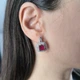 Серебряные серьги LoveR с натуральным рубином квадратной формы, сияющими фианитами и английским замком - изображение 6