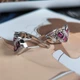 Серебряные серьги с натуральным рубином 6.107ct, фианитами (2205043) - изображение 5
