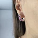 Серебряные серьги с натуральным рубином 6.107ct, фианитами (2205043) - изображение 7