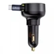 Автомобільний зарядний пристрій Зарядка в авто Baseus Enjoyment Pro Retractable 60W Type-C з висувним кабелем Type-C 0.80м (C00057802111-01) Black - зображення 2