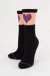 Детские хлопковые гольфы Giulia KG1 CRISTAL 007 16 Black-nero/violet, с рисунком сердечко, черные, на каждый день - изображение 2