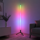 Светодиодная напольная лампа RGB LED на треноге: многоцветный дизайнерский торшер для дома и студии, световая колонна, статичные и динамические режимы свечения, управление пультом, интерьерная подсветка, питание USB, Черный - изображение 3
