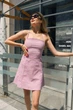 Летний сарафан мини Intruder Line/Лайн на бретельках со свободной юбкой на змейке и корсетной шнуровкой на спине розовый/L - изображение 4