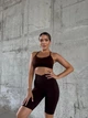 Спортивные женские велосипедки Soft SQ с перекрестным поясом и эффектом push up для фитнеса и йоги Однотонные Бесшовные с утяжкой V-пояс M Темный шоколад (SQVL03M) - изображение 6