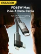 Кабель ESSAGER USB Type-C – Type-C + Lightning 2в1 1м 65W PD швидка зарядка, кутовий, нейлоновий, 480Mbps - зображення 3