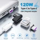 Магнітний адаптер 120W Type C – USBC кут 90 градусів з конектором Швидка зарядка PD Передача даних (BLACK) - зображення 6