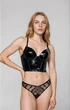 Бюстье корсет Midnight Affair Faux Patent Leather Push-Up - 32C - Черный - изображение 1
