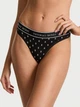 Бавовняні трусики тонг Victoria's Secret Logo Cotton Thong Panty - XS - Чорний - зображення 1