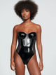 Боді балконет зі штучної лакованої шкіри Victoria's Secret Faux Patent Leather Lace Balconette Teddy - S - Чорний - зображення 1