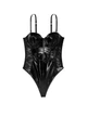 Боді балконет зі штучної лакованої шкіри Victoria's Secret Faux Patent Leather Lace Balconette Teddy - S - Чорний - зображення 3