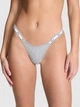 Хлопковые трусики тонг PINK Logo Cotton Micro Thong Panty - L - Серый - изображение 1