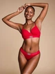 Хлопковые трусики Victoria's Secret Cotton Shine Patch Thong Panty (красные) - XS - Красный - изображение 4