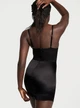 Пеньюар Victoria's Secret Shimmer Heart Embroidery Strappy Satin Slip - XS - Черный - изображение 2