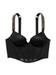 Комплект Victoria's Secret Bombshell Add-2-Cups Chain Strap Corset Top + Thong Panty - 32B - S - Черный - изображение 7