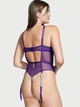 Боди с подвязками Victoria's Secret Shine Strap Lace Teddy with Garters - S - Фиолетовый - изображение 2