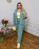 Вельветовий, однотонний костюм, на весну/літо, з великими декоративними гудзиками мод ДК - 0138, М'ятний, 50-52 - зображення 1