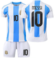 Комплект футбольна форма дитяча Lion SPORT Messi (Мессі) 10 з гетрами (розмір 34-38) збірна Аргентини, сезон 24/25, 24 розмір, ріст 130-140 см, біло-блакитний з чорним - изображение 9