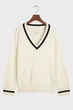 Жіночий білий вовняний пуловер SUPERFINE LAMBSWOOL CONT V-NECK Gant S 4805265 - изображение 6