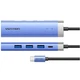 Док-станція USB3.1 Type-C --> HDMI/USB 3.0x3/PD 100W Синій Aluminum Alloy Hub 5-in-1 Vention - изображение 2