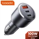 Автомобільний зарядний пристрій Toocki 100W (2 Type-C 65w + 1 USB 35w) - зображення 1