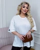 Базовая футболка женская свободного прямого кроя оверсайз однотонная кулир хлопок 54-58 белая - изображение 6