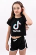 Футболка-топ подростковая Тик-Ток для девочки F-0729 фуликра 152см черная (907234152) - изображение 1