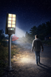 Уличный фонарь на столб Solar sensor light BK-120-8COB-B с датчиком движения и солнечной панелью - изображение 1