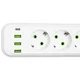 Сетевой фильтр удлинитель электрический с USB и Type-C портами 3 метра переноска для зарядки на 4 розетки удлинитель с кнопкой отключения Белый - изображение 4