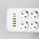 Сетевой фильтр удлинитель электрический с USB и Type-C портами 5 метров 27×11×4 см переноска для зарядки на 8 розеток удлинитель с кнопкой отключения Белый - изображение 4