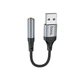 Аудiокабель HOCO LS36 USB-A to 3.5mm female, nylon braid, 0,12m, Black - зображення 1
