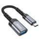 Кабель-перехідник HOCO UA24 Type-C male to USB female 3.0 converter Metal Gray - зображення 1