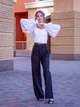 Черные женские брюки в полоску FashionYouWant S черный 43450198 - изображение 2