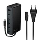 Адаптер сетевой HOCO C151A USB, 6Type-C, QC, черный - изображение 1