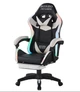 Кресло геймерское Bonro B-144 белое с RGB подсветкой и функцией массажа с пультом (125-76-42401048) - изображение 1