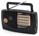 Портативний радіоприймач KIPO KB-308AC, AM/FM/TV/SW, від мережі або батарейок, USB/microSD, акумулятор, чорний - зображення 1